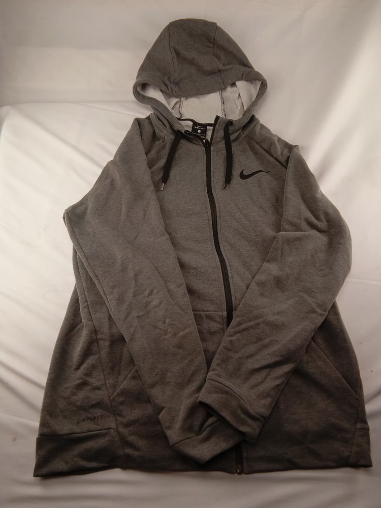 Nike Dri-FIT Full Zip Hoodie Warm-up Jacket Gray Men's Size Large
