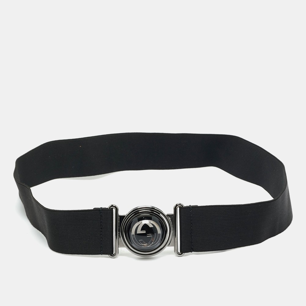 Gucci Black Interlocking G Elastic Belt 75cm