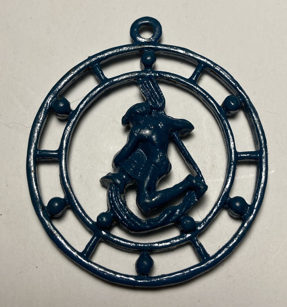 Vintage Celebrity NY Zodiac Blue Metal Aquarius Pendant Charm