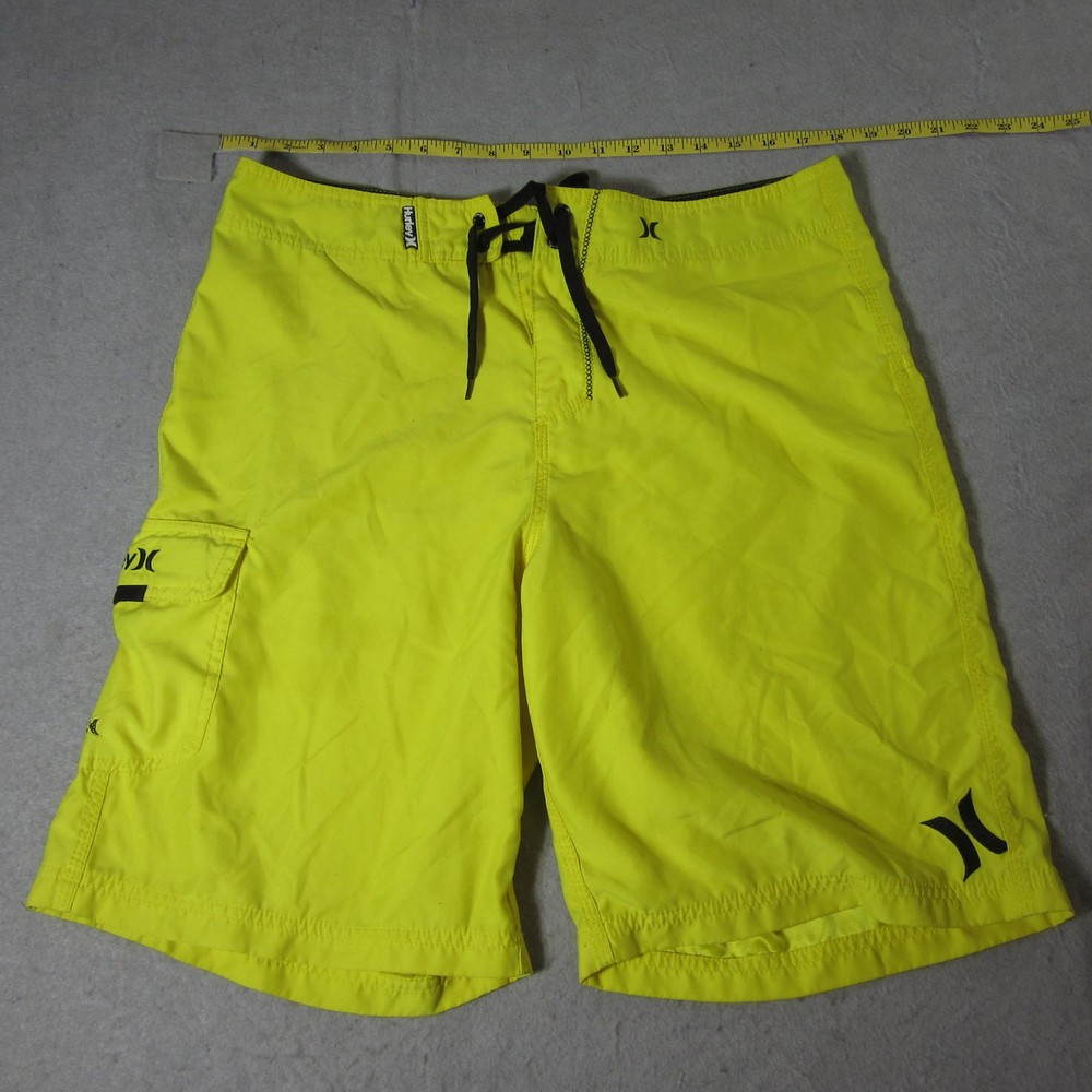 Hurley Swimwear Board Shorts Men's Sz 36 Yellow Drawstring Beachwear Lightweight
