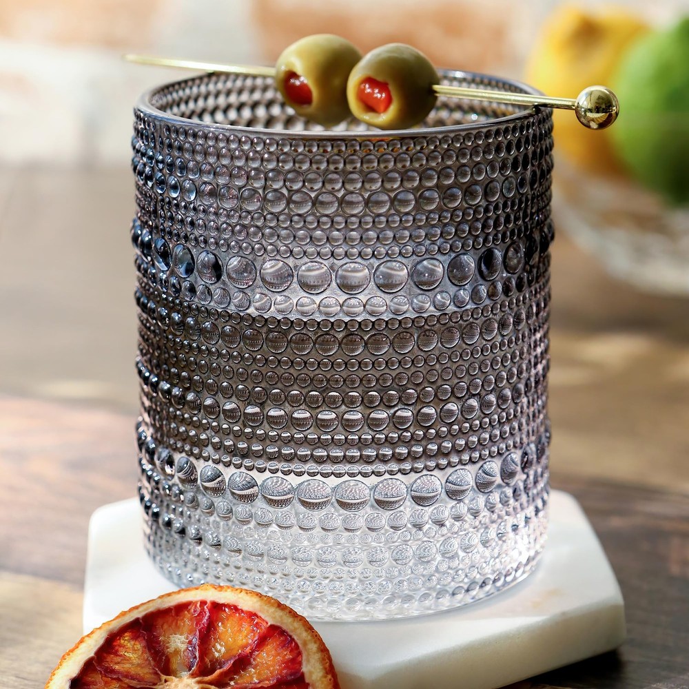 Vintage Kate Aspen Hobnail Beaded Drinking Glass Set for Cocktails