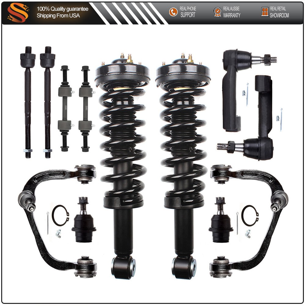 12pc Front Strut Control Arm Sway Bar Tie Rod Kit for 2009-2013 Ford F-150 2WD