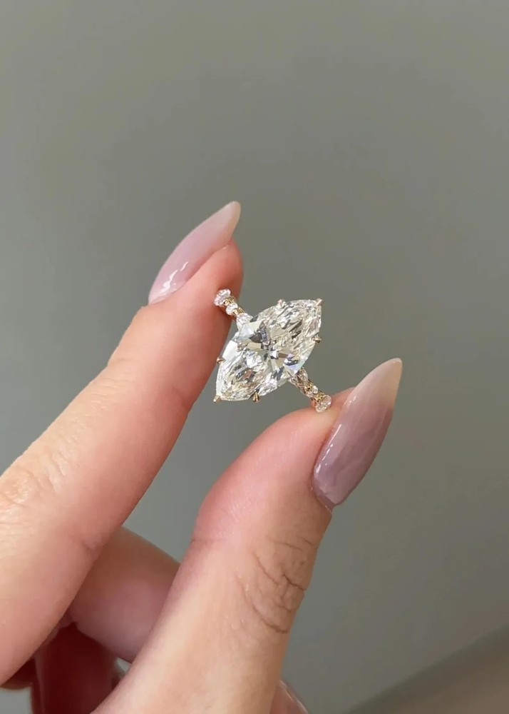 Women's Wedding Ring 14K Yellow Gold Plated 2Ct Marquise Cut Lab Created Diamond