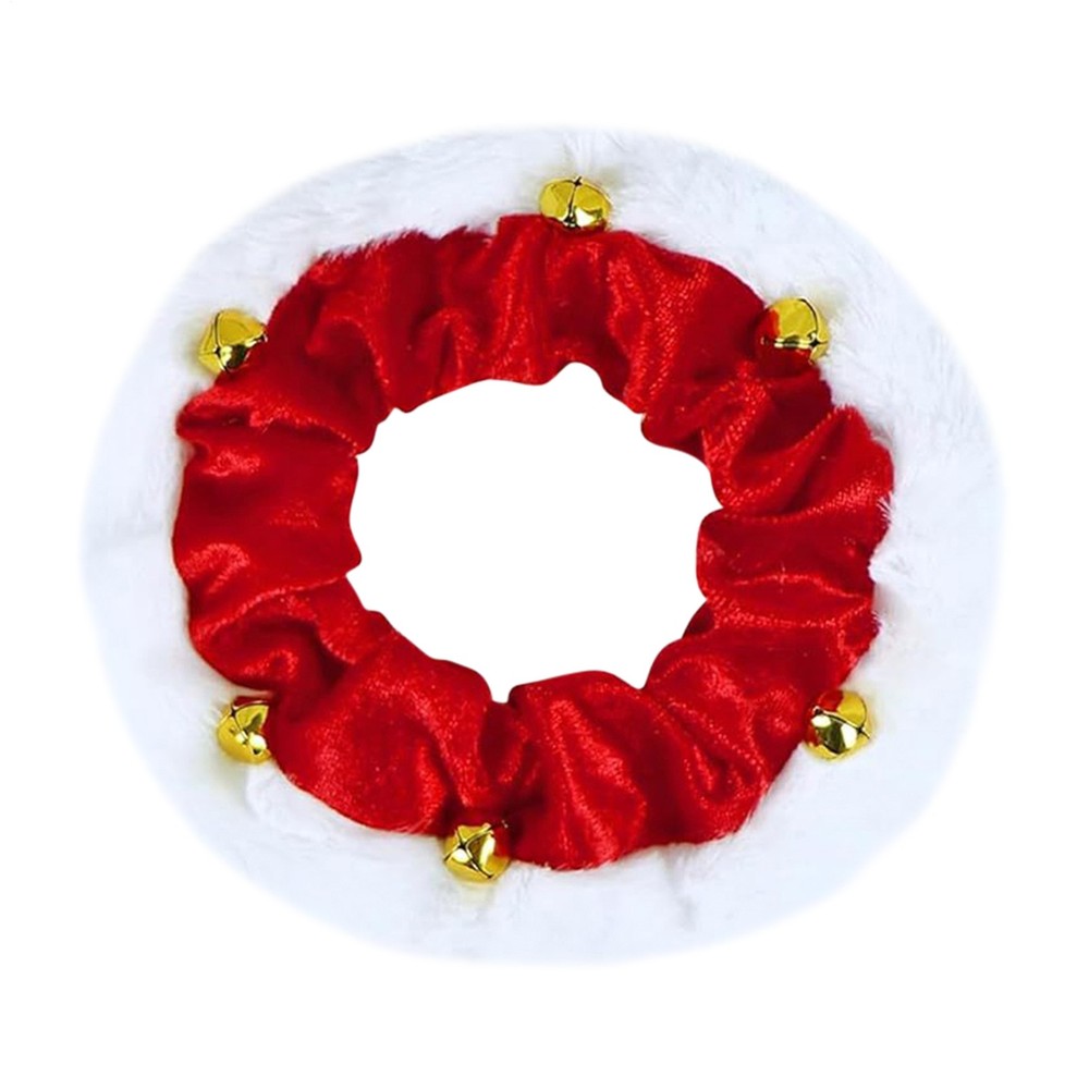 Christmas Dog Collar Pet Scrunchy with Bells Holiday Neckwear for Dogs/Cats
