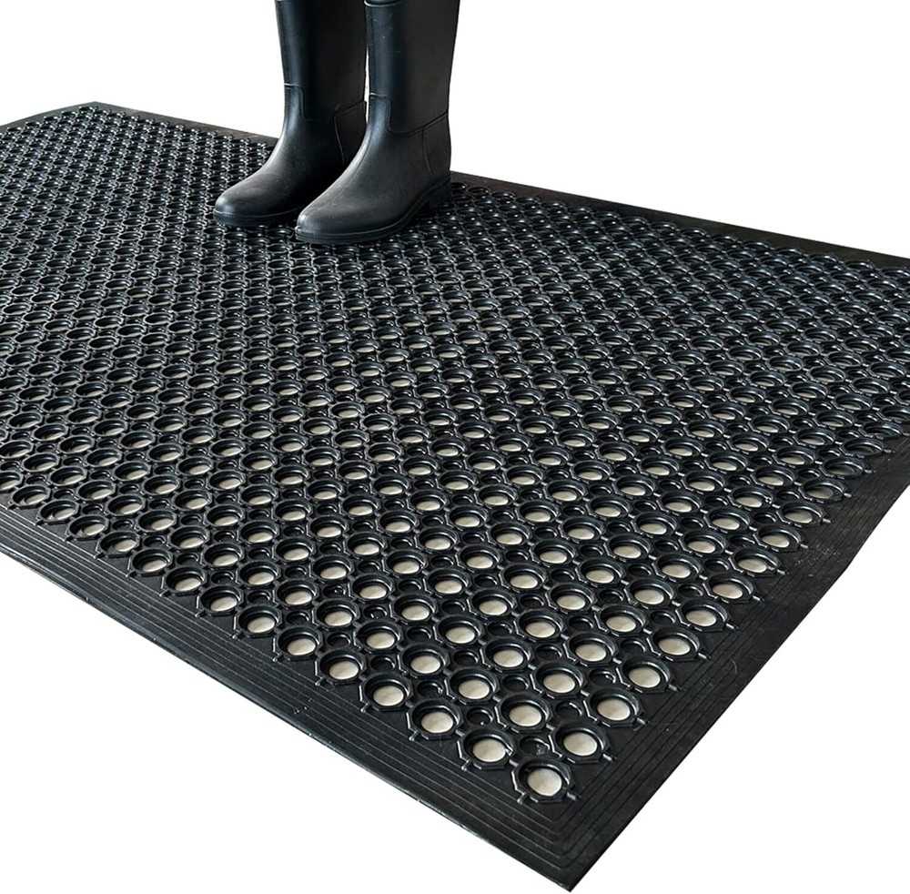 Durable Anti-Slip Outdoor Rubber Floor Mats for Restaurant Commercial Kitchen with Drainage Design