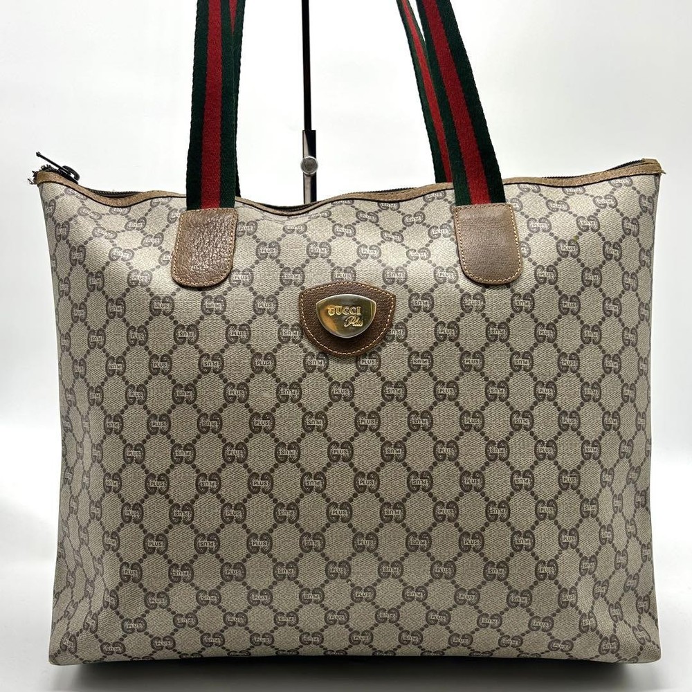 Gucci GG PVC Sherry Line Tote Bag Large Capacity Pre-Owned