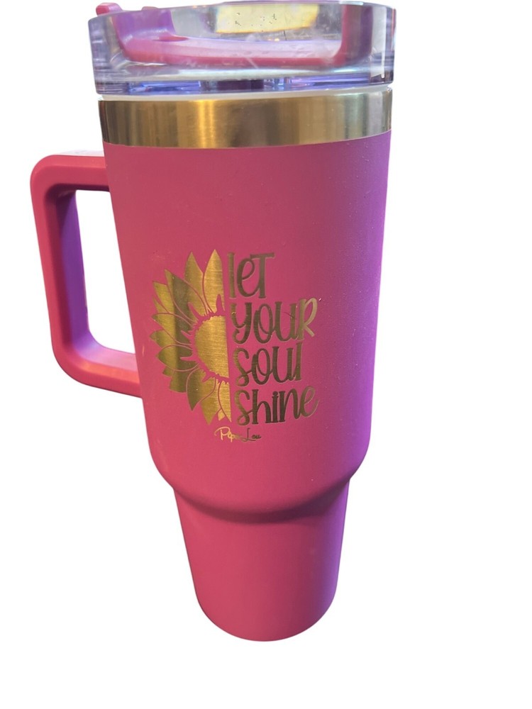 Purple Stainless Steel Tumbler With Handle & Lid  