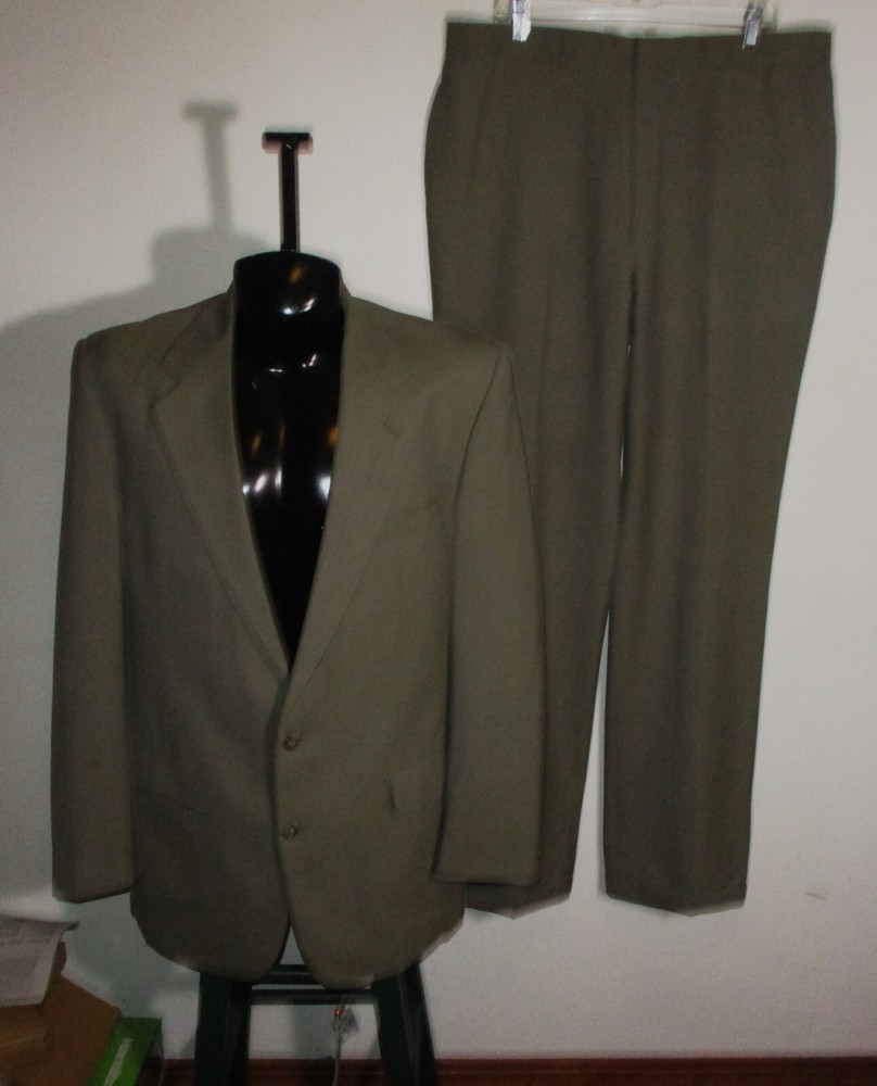 PALM BEACH Tan Brown 100% Wool 2 Pc Suit Men's Size 43XL, 38X35