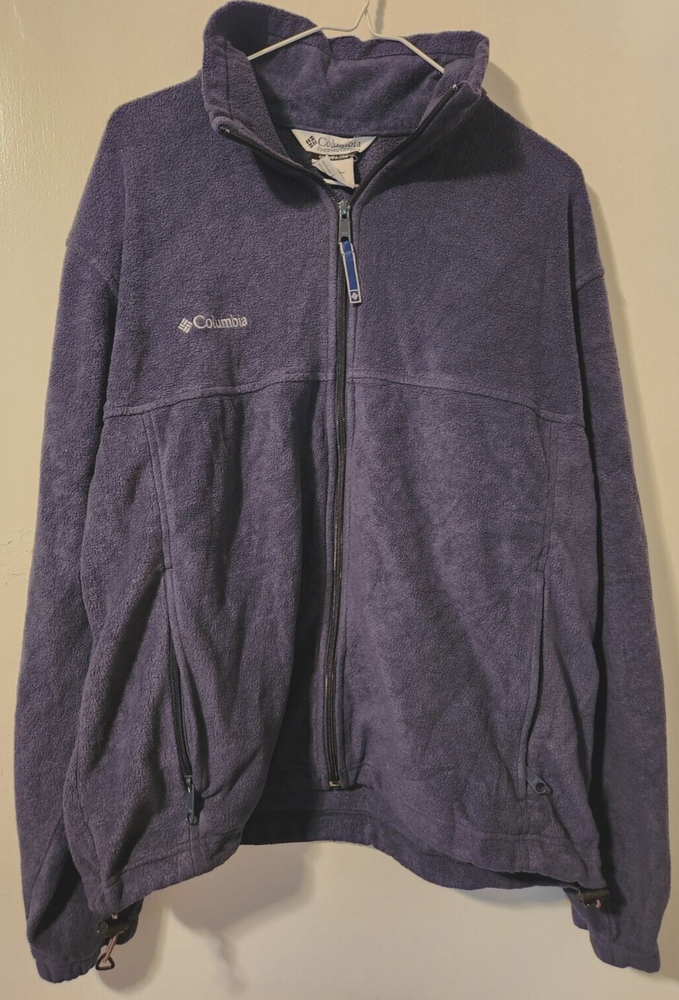 Columbia Mens M Navy Blue Fleece Full Zip Steens Mountain Jacket Zip Pocket