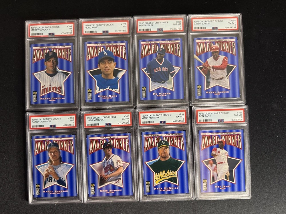 1996 Collector's Choice 704-711 Award Winner Insert Lot PSA 8 Complete Set