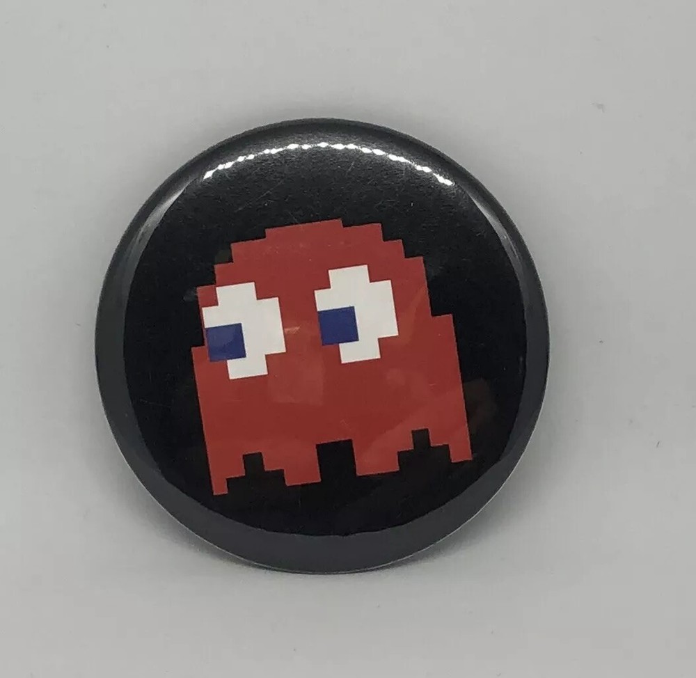 Pac-Man Red Blinky Pin Back Button Vintage 80s Retro 2.25”