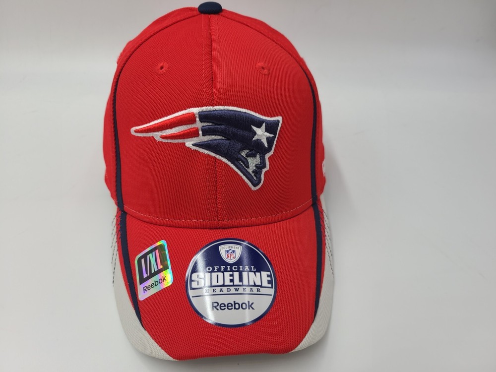 New England Patriots Reebok Flex Fitted NFL Sideline Cap for Men & Women in Red Size L-XL