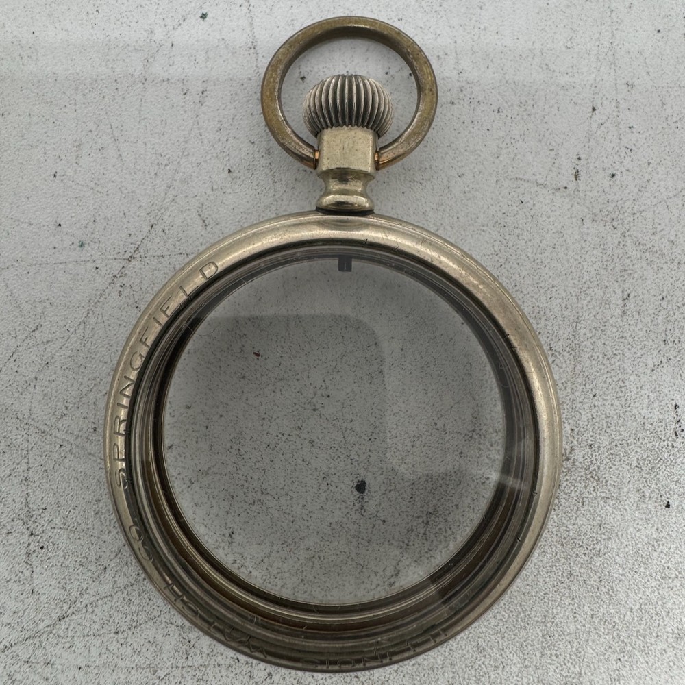 Antique 16 Size Illinois Silver Pocket Watch Case Pendant Wind Salesman USA