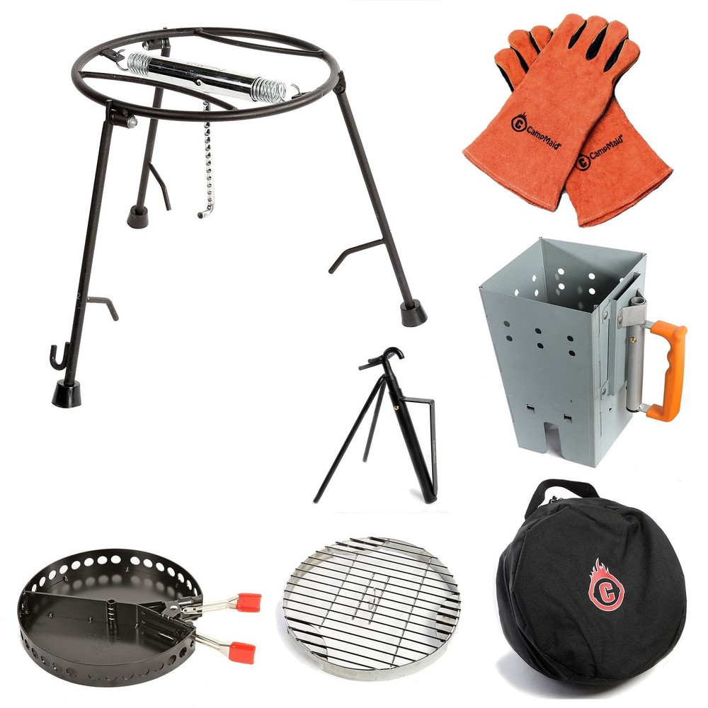 Outdoor Cooking Set - Dutch Oven Tools Set - Charcoal Holder & Cast Iron Gril...