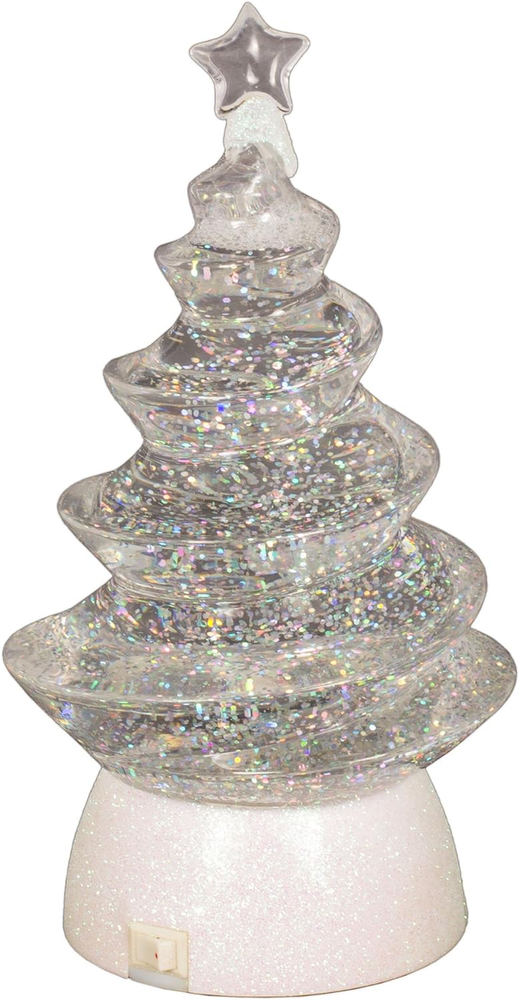 Christmas by  Inc, Confetti Collection, Swirling Silver Glitter Tree LED 8 Inch