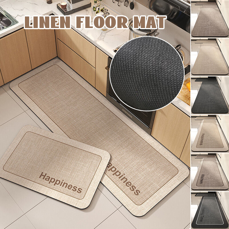 Linen Absorbent Non-Slip Kitchen Floor Mat Dirt Resistant Rug