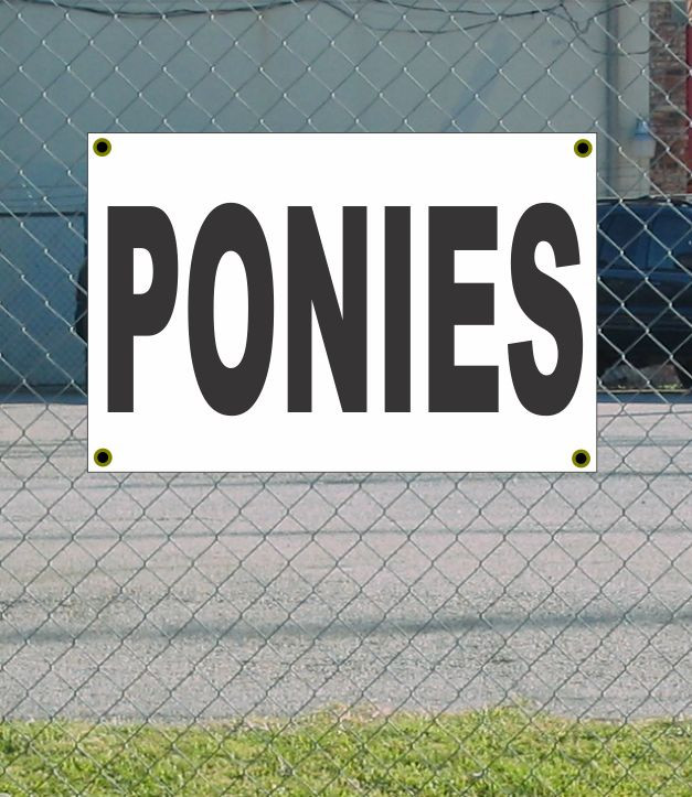2x3 Black & White Ponies Banner Sign – New Discount Size & Price with Free Shipping Included