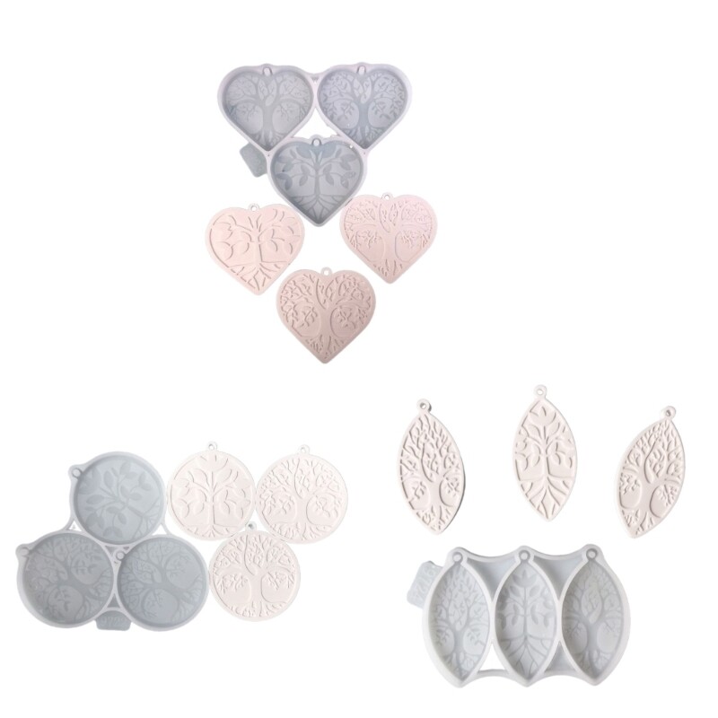 Molde de Silicona Forma de Árbol de la Vida Llavero Molde Resina Epoxi Molde Corazón Llavero Molde
