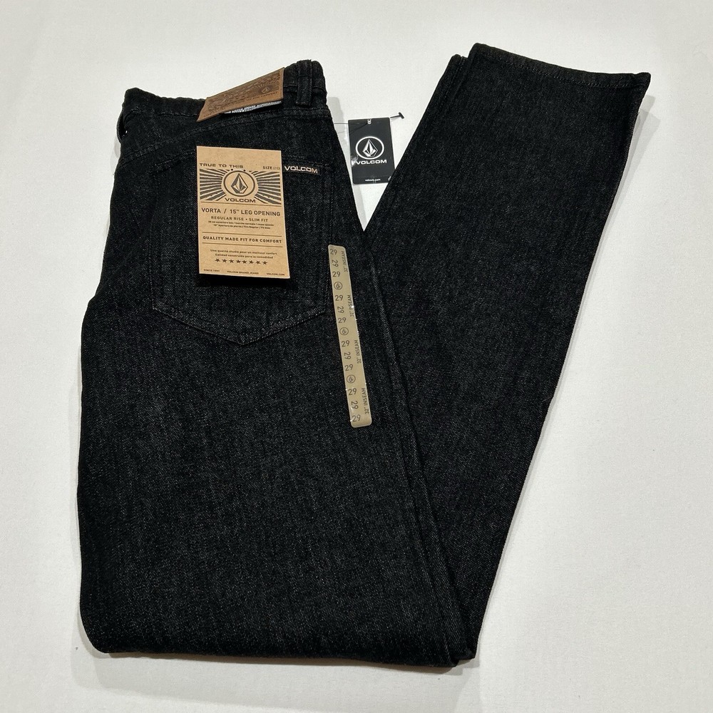 Volcom V Volta Stretch Slim Fit Distressed Denim Jean Pants Black Mens 29x32 New
