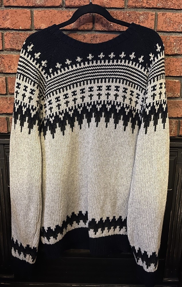 Unisex Nudie Jeans Co Knit Sweater Blue Gray Crew Neck Wool Thick Size Large