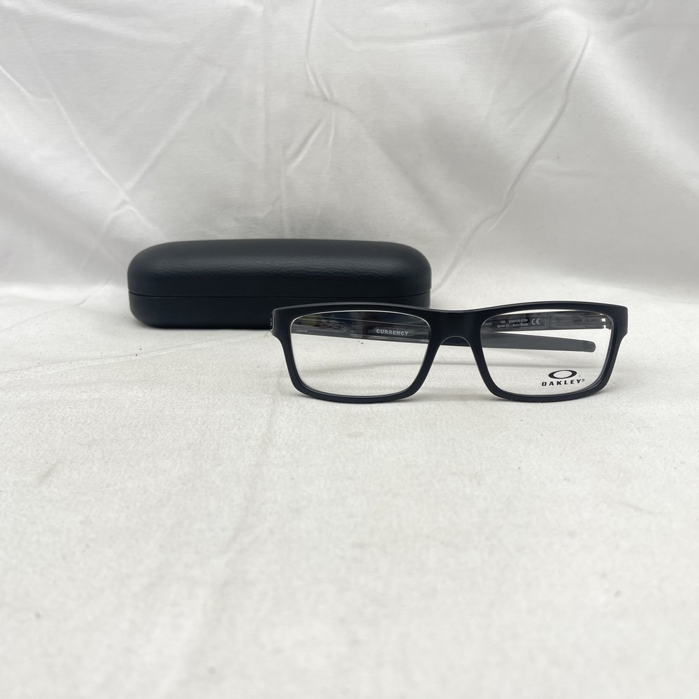 Oakley Mens Currency Rectangle Heavy Demo Lens Eyeglasses OX8026 in Black