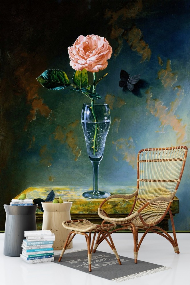 3D Pink Rose Plant Close-up Wall Murals Wallpaper Murals Wall Sticker 4