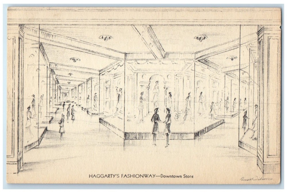 c1910's Haggarty's Fashionway Downtown Store Interior Los Angeles CA Postcard