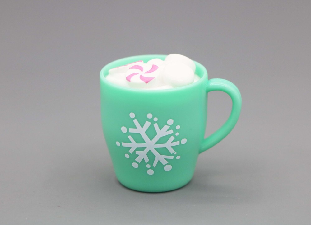 American girl christmas holiday hot cocoa mug green cup for 18'' dolls drinks