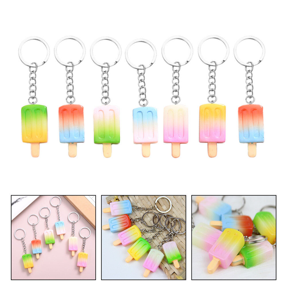 7 Pcs Beads Rhinestone Ice Cream Popsicle Pendant The Tote Bag Locket