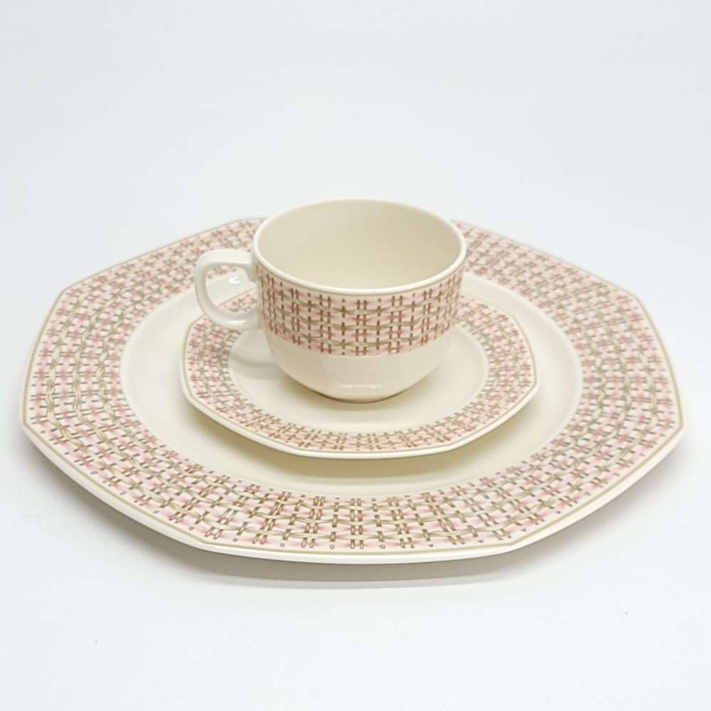 Wedgwood Ivory China Wildwood Pattern Set Cup Saucer and Dinner Plate England