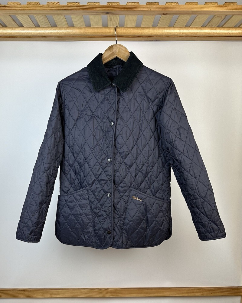 BARBOUR Women’s Shaped Liddesdale Quilted Jacket Navy Blue US 8 UK 12