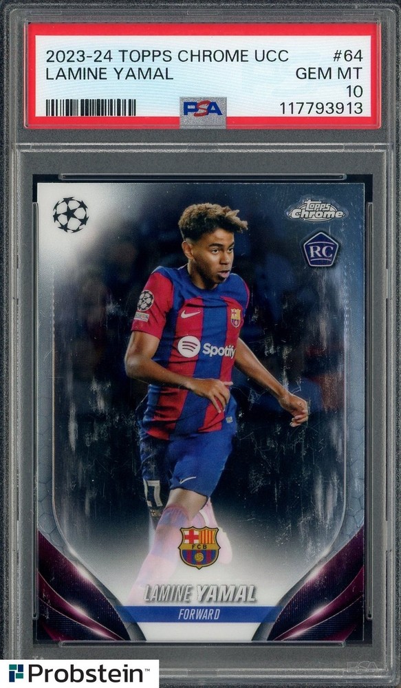2023-24 Topps Chrome UCC Soccer #64 Lamine Yamal RC Rookie PSA 10 GEM MINT