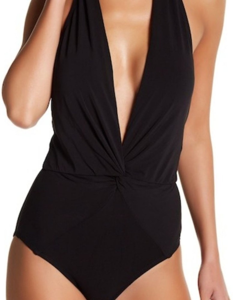 Robin Piccone Black One Piece Halter Swimsuit Black Size 4