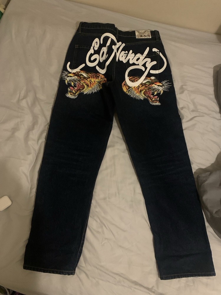 Ed Hardy Jeans Denim Tiger Head Mens 32x32