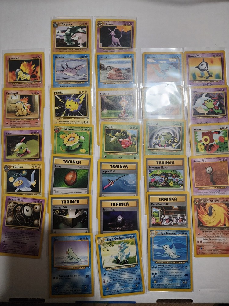 Vintage Pokemon NEO 30-Card Lot Includes 2 Rares & Espeon