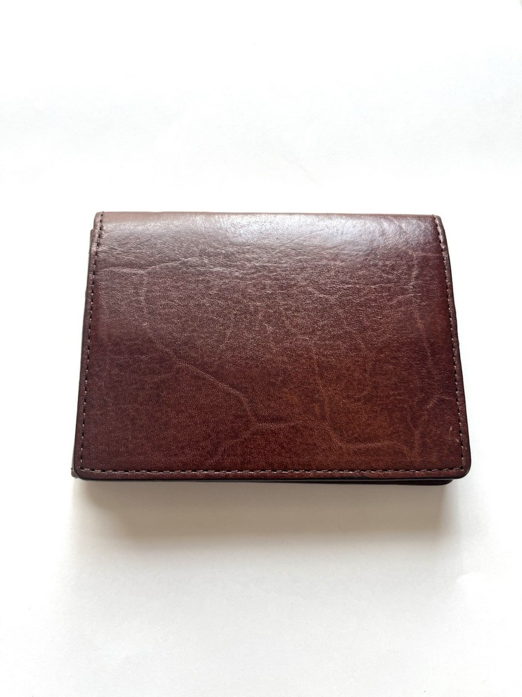 BEAMS DESIGN Leather Card Case Brown Bifold Wallet Compact Japan