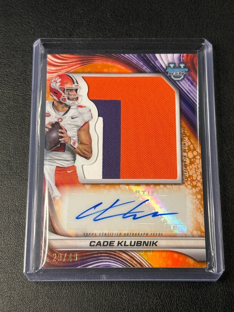 2024 Bowman Best Cade Klubnik Jumbo Patch Auto /49 Clemson Tigers QB Rookie