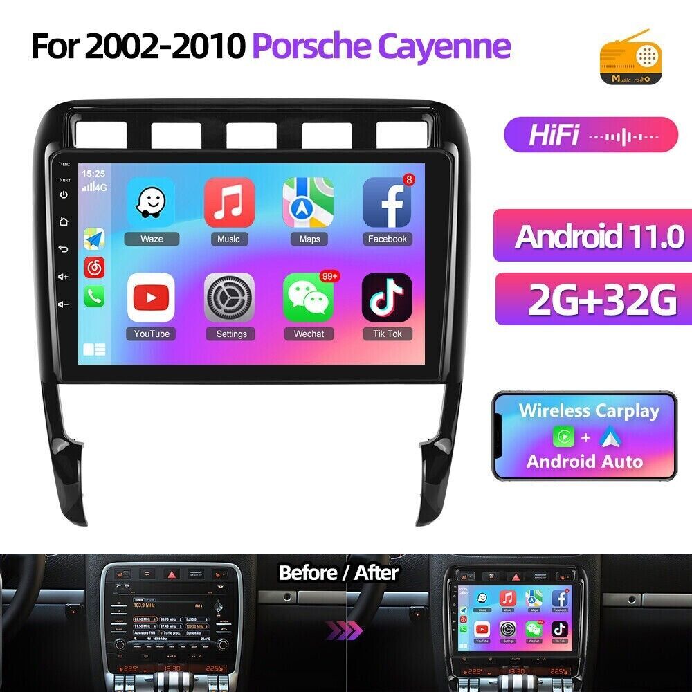 Android 12 Car Stereo for 2002-2010 Porsche Cayenne with Apple CarPlay GPS WiFi