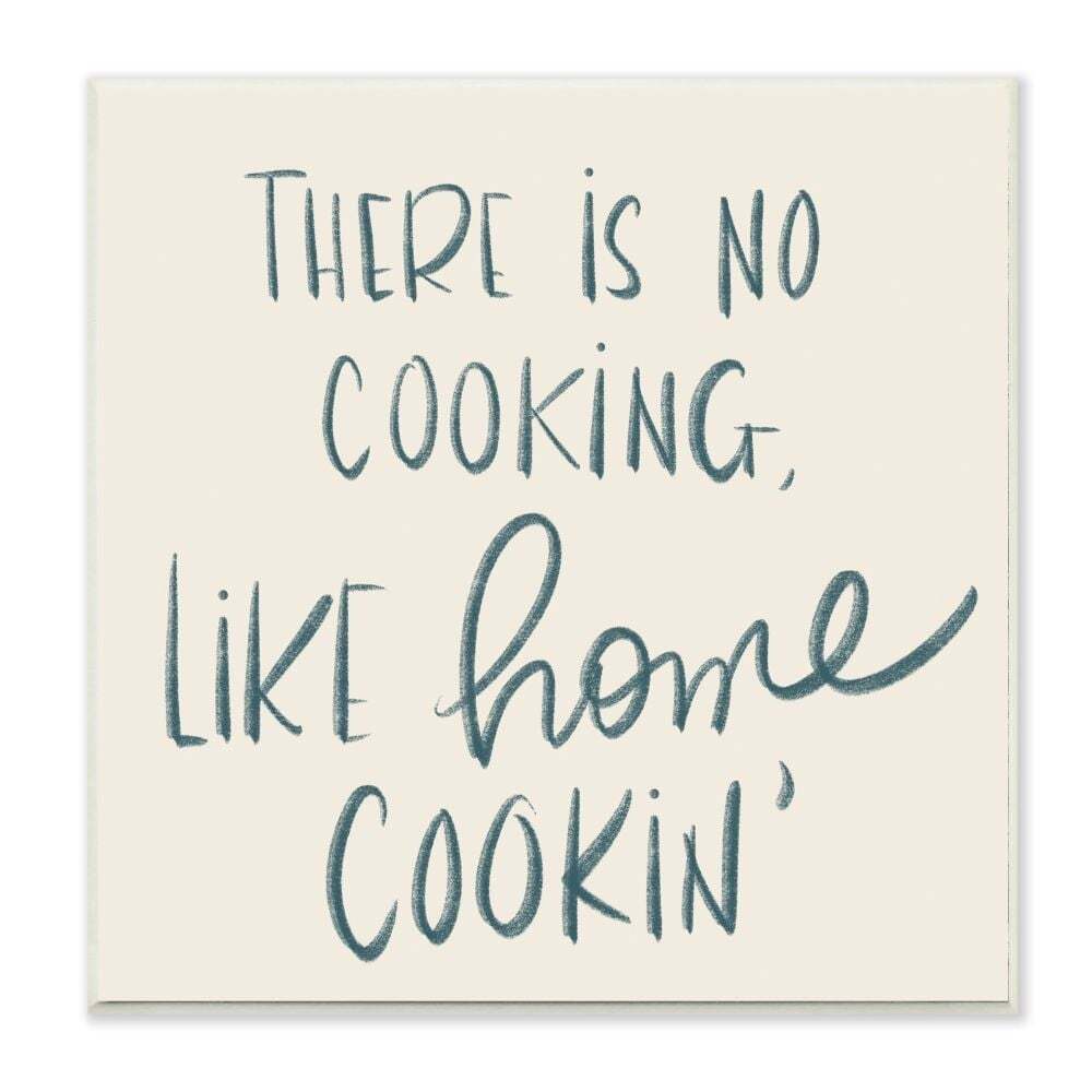 Stupell No Cooking Like Home Cookin' Family Quote Wood Wall Beige 12 x 12