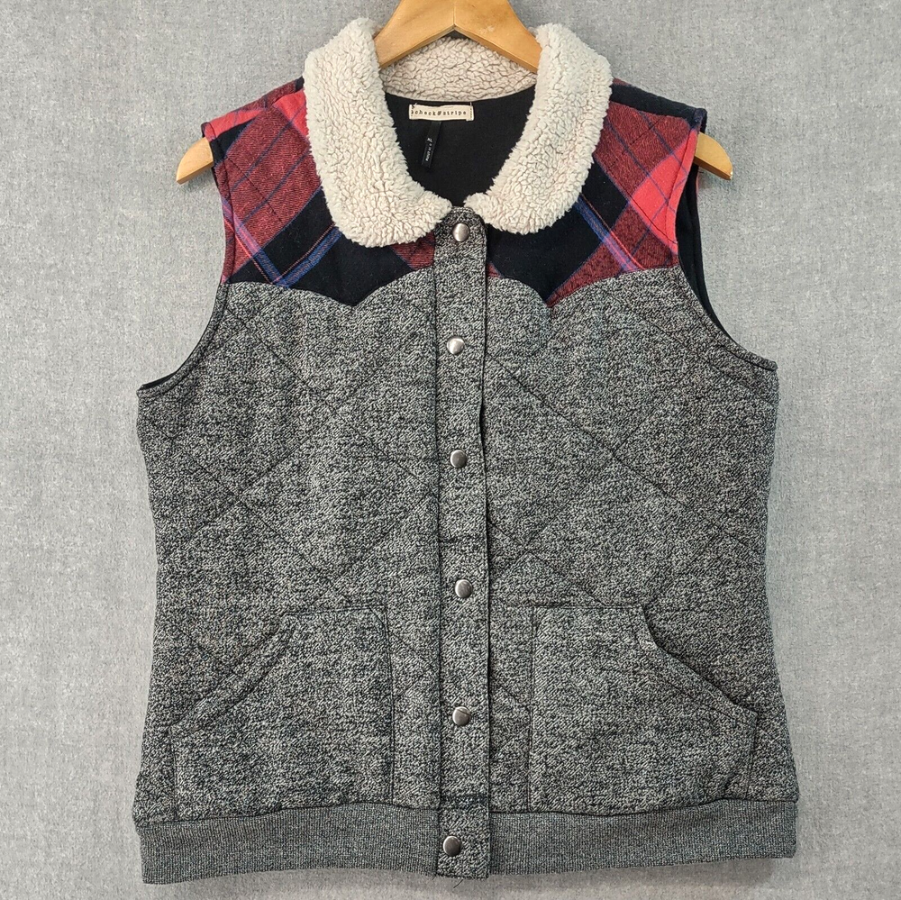 Women's XL Quilted Knit Vest with Snap Front & Sherpa Collar