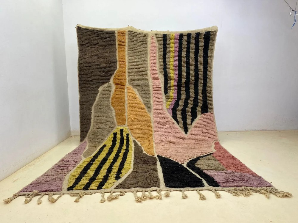 Handmade Moroccan Berber Wool Rug Color Multicolor Handmade Design Carpet Rug