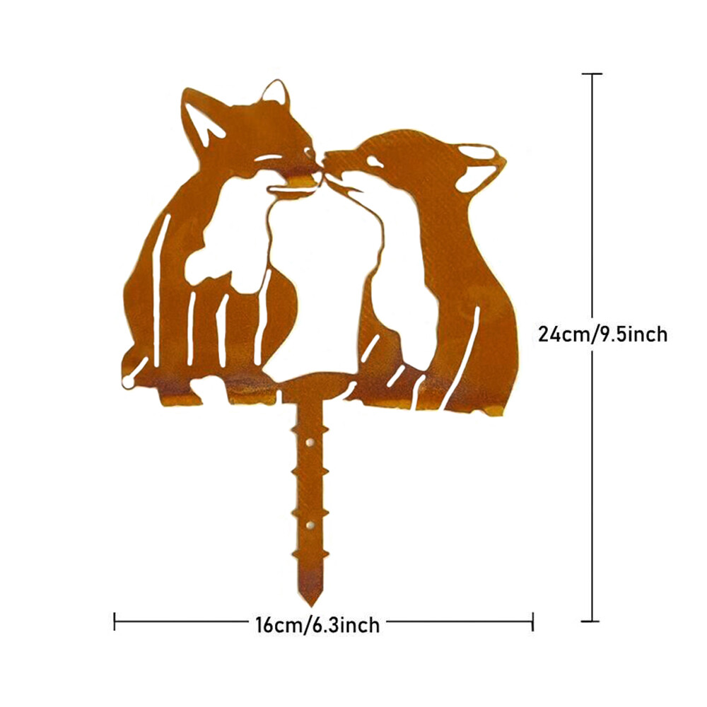 Fox-Shaped Corten Steel Outdoor Garden Ornament for Trees and Yards