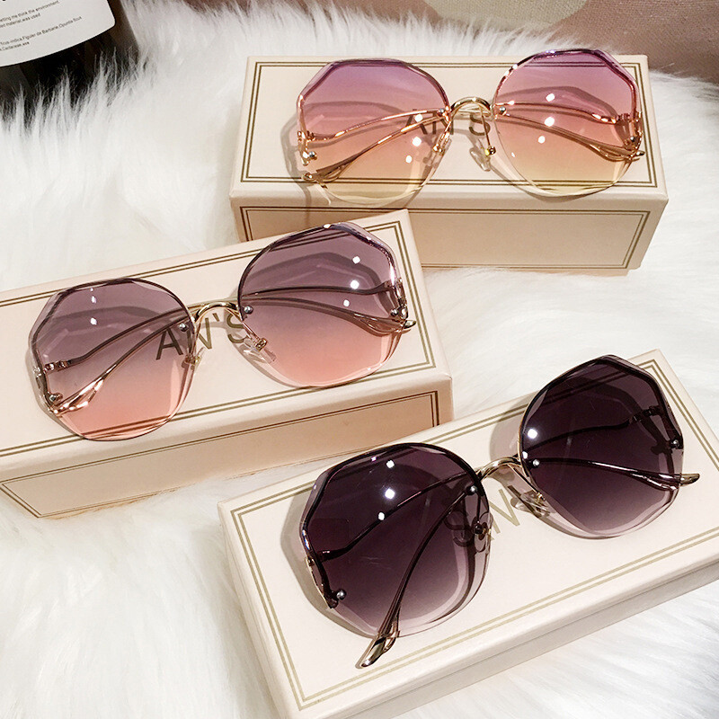 Irregular Rimless Sunglasses Outdoor Shades Eyewear Gradient Decorative Glasses⊹
