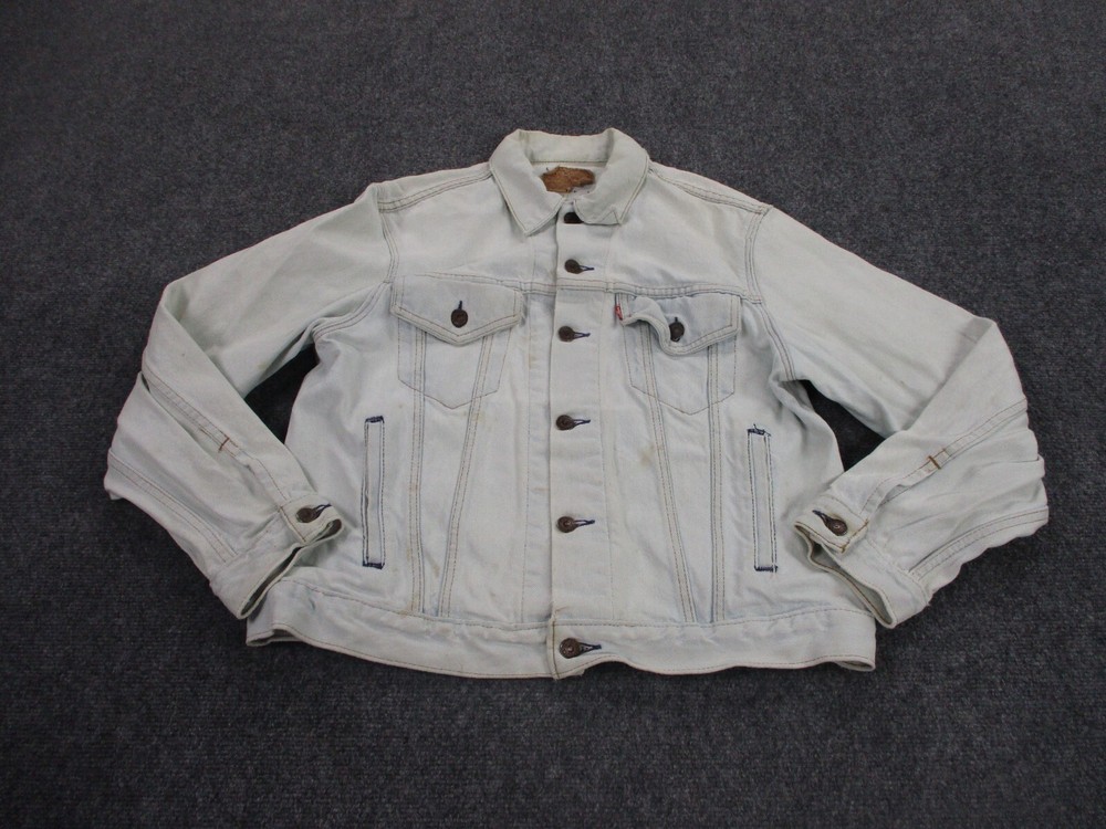 Vintage Levi Jacket Adult M Blue Denim Jean Trucker Faded Workwear Biker Mens