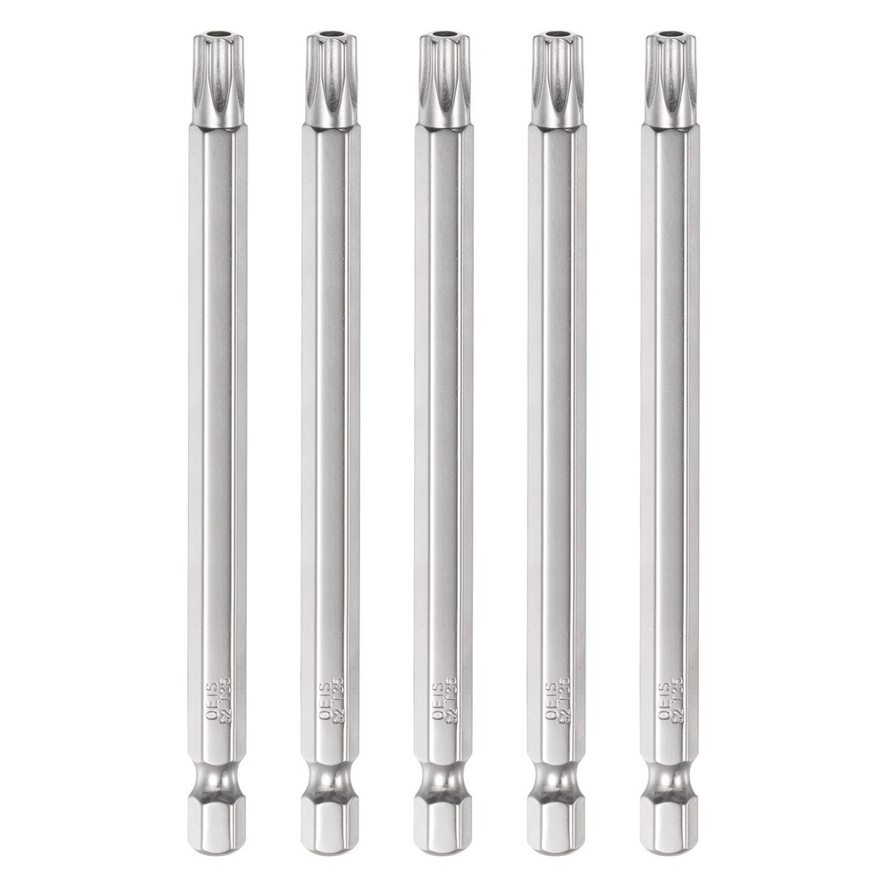 5Pcs T35 Torx Bit 1/4 Hex Shank 4 Inch S2 Steel Drill Bits