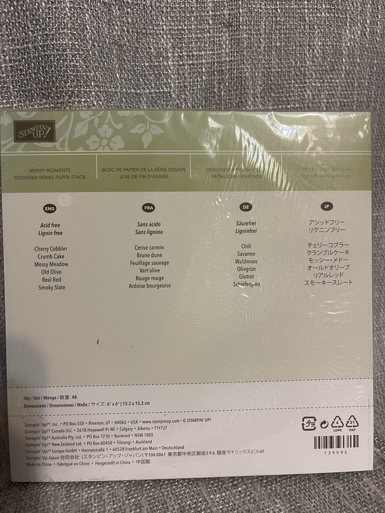 Stampin Up! Merry Moments Designer Series Paper Stack 6 X 6