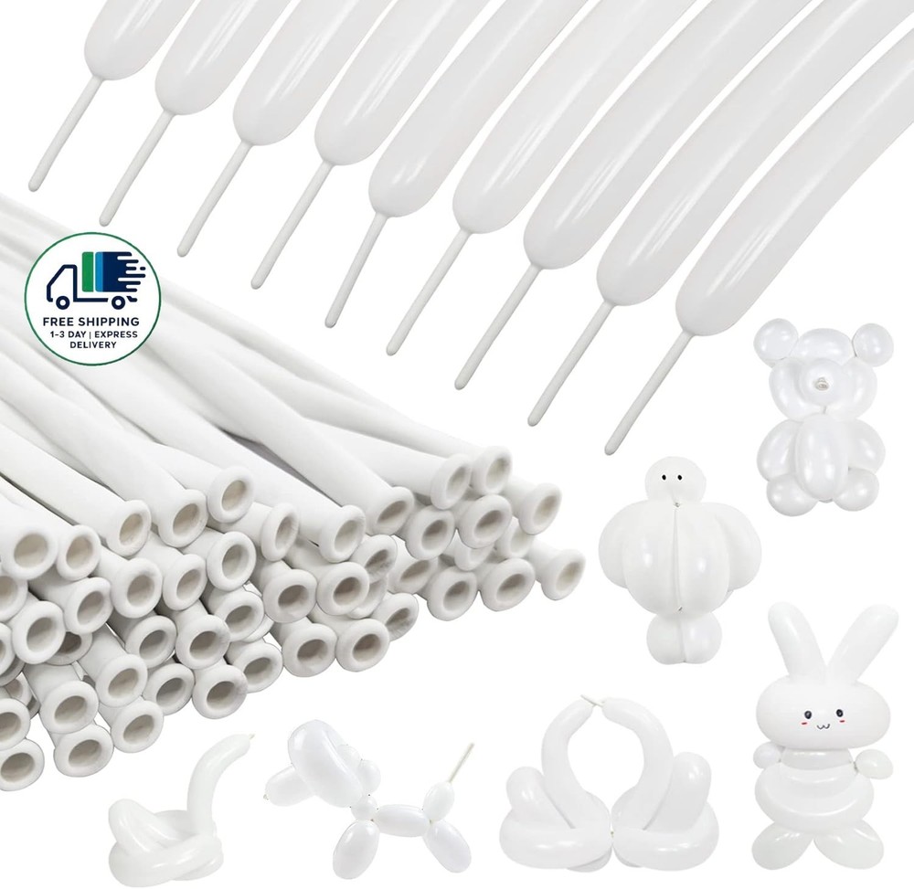 260 White Long Balloons for Balloon Garlands & Decorations