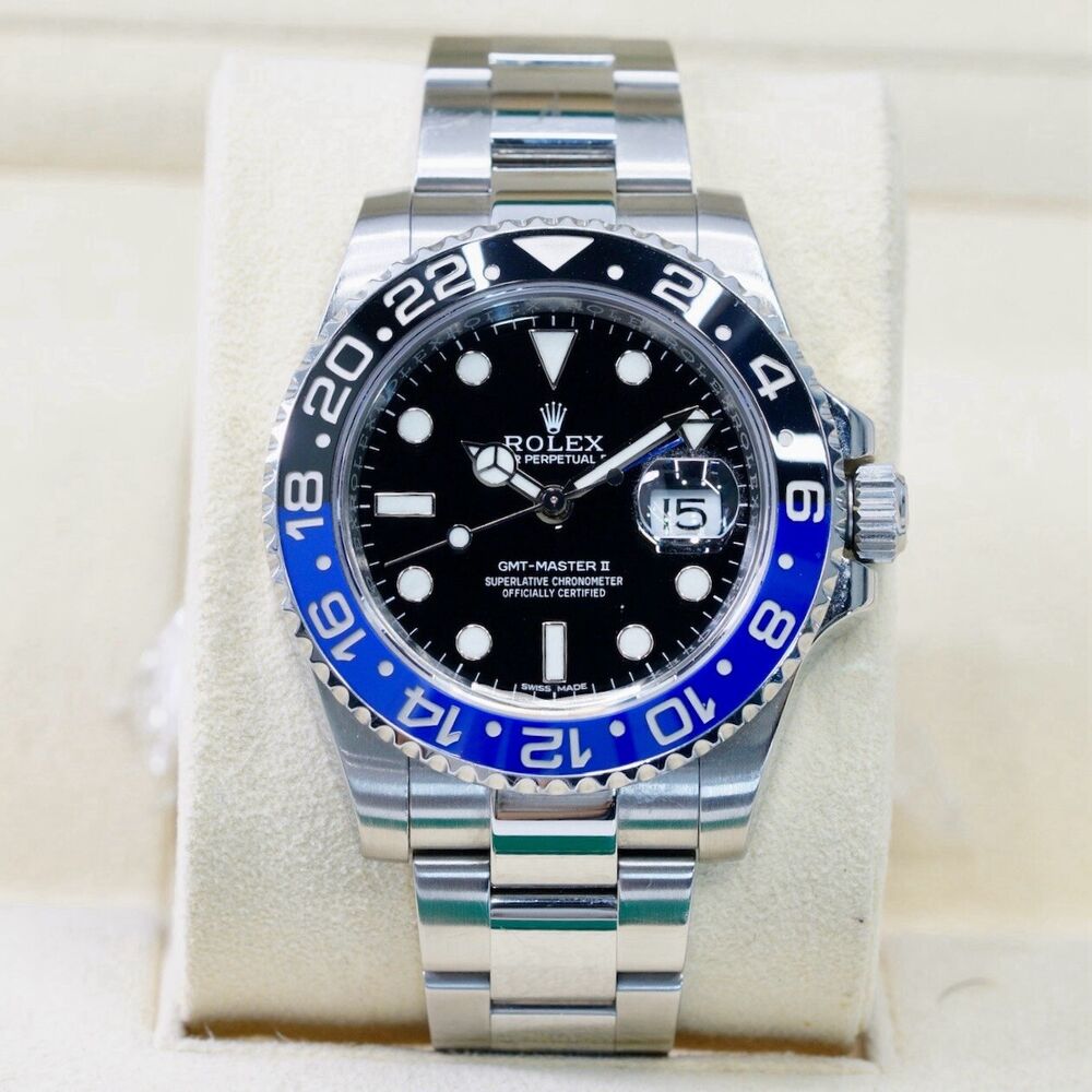 Rolex GMT-Master II 116710BLNR Silver Oyster Bracelet with Blue and Black Bezel