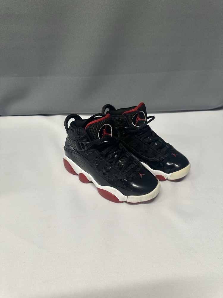Nike Air Jordan 6 Rings Youth Size 11C Black Red Basketball Shoes