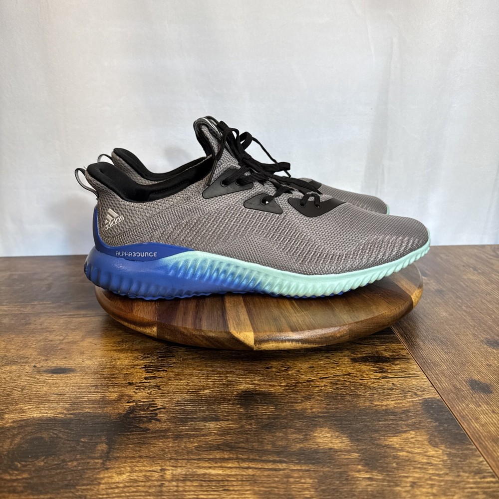 Adidas  Alphabounce 1 Running Shoes Gray Blue Mens Sz 13 Athletic Ultra Trainers